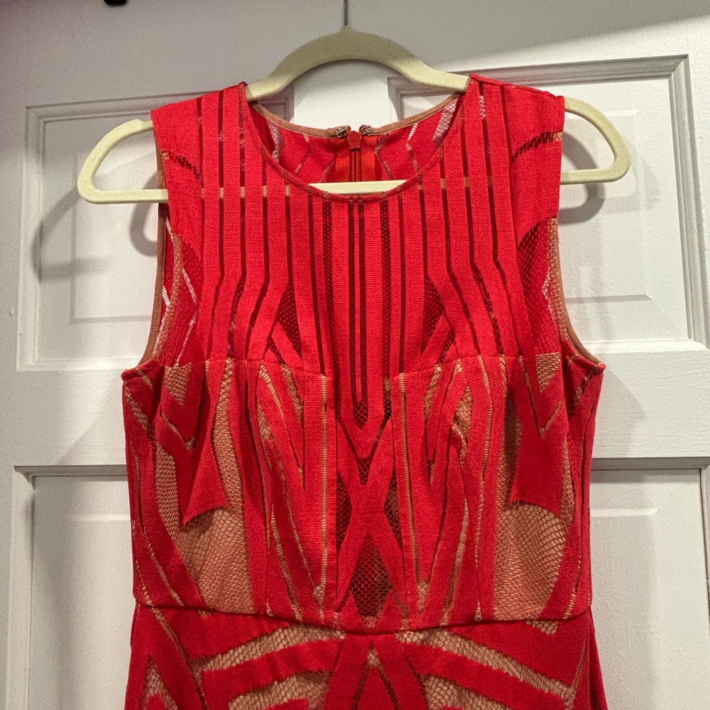 BCBGMaxAzria Red Sleeveless Maxi Gown